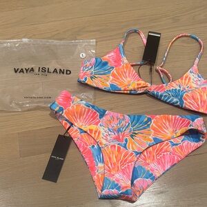 Vaya Island Kids Swim Bikini - Blue and Pink Floral